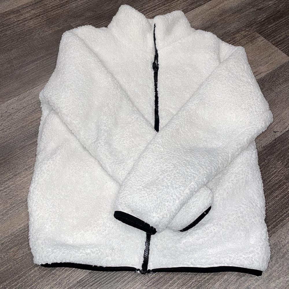 VS PINK WHITE TEDDY SHERPA FULL ZIP JACKET